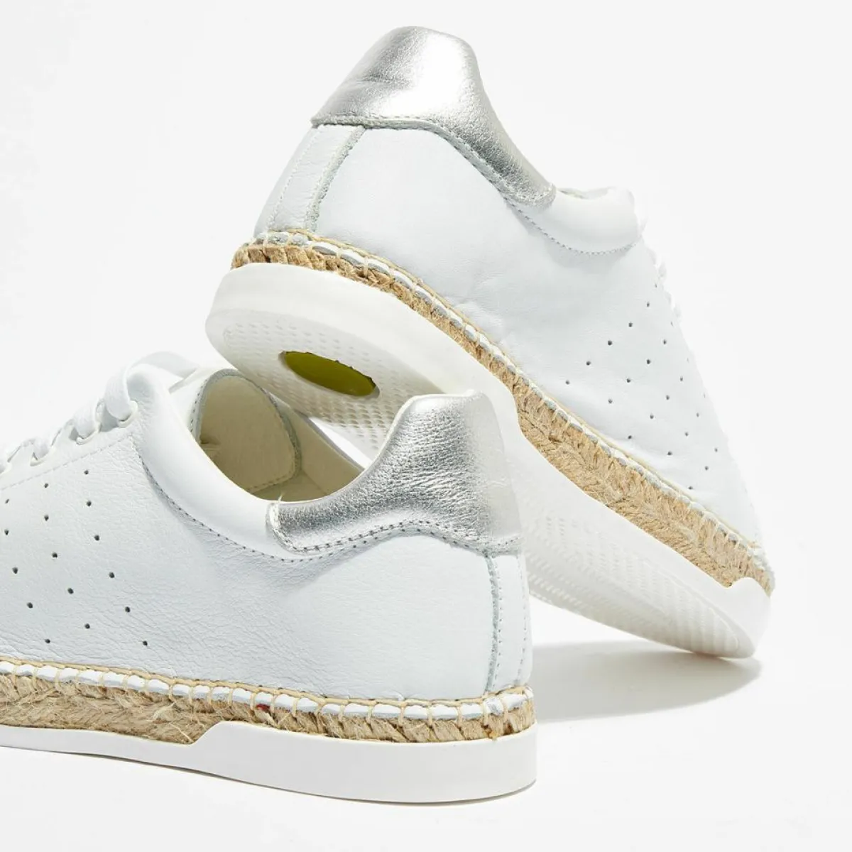 Canal Saint Martin Baskets|Baskets espadrilles en Cuir Lancry blanc/argenté