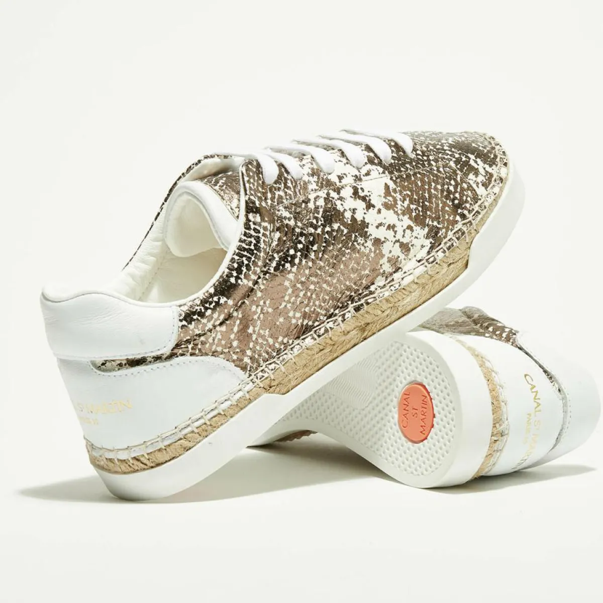 Canal Saint Martin Baskets|Baskets espadrilles en Cuir Lancry python marron