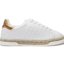 Canal Saint Martin Baskets|Baskets espadrilles en Cuir Lancry Roma blanc/doré