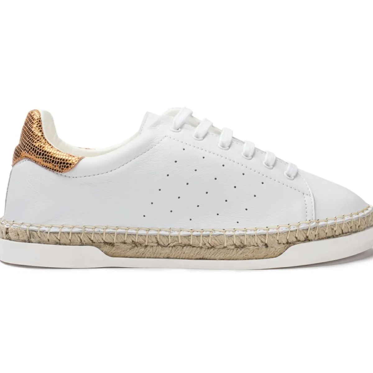 Canal Saint Martin Baskets|Baskets espadrilles en Cuir Lancry Roma blanc/doré