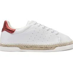 Canal Saint Martin Baskets|Baskets espadrilles en Cuir Lancry Roma blanc/rouge