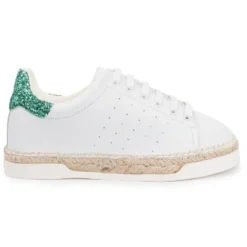 Canal Saint Martin Baskets|Baskets espadrilles en Cuir Lancry Glitter blanc/vert