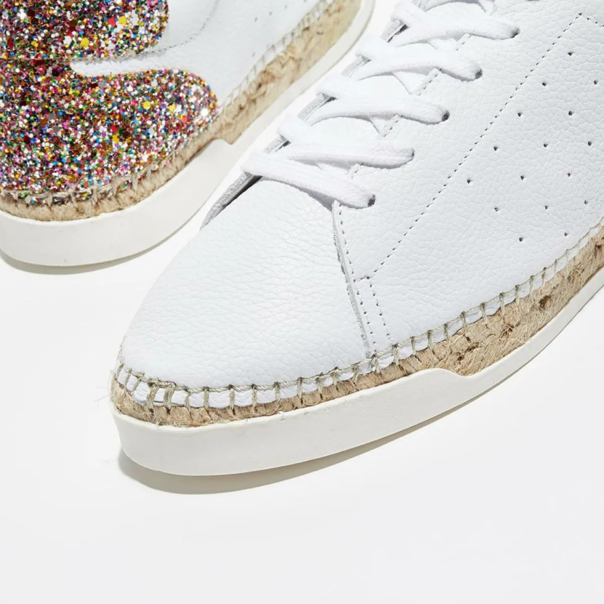 Canal Saint Martin Baskets|Baskets espadrilles en Cuir Lancry glitter blanc/multicolore