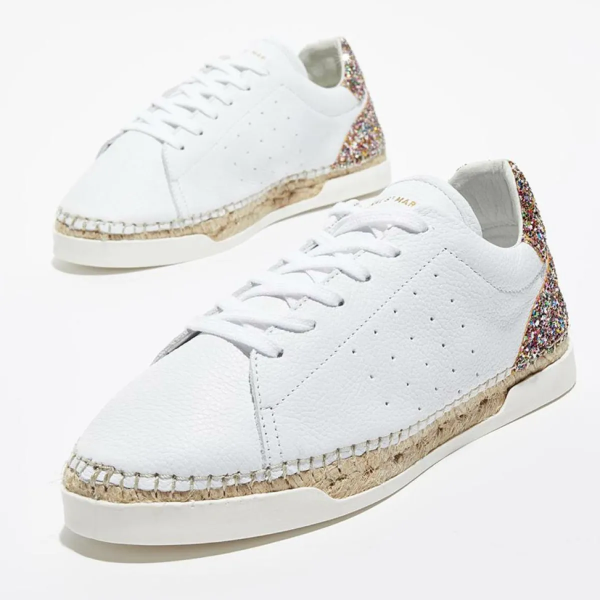Canal Saint Martin Baskets|Baskets espadrilles en Cuir Lancry glitter blanc/multicolore