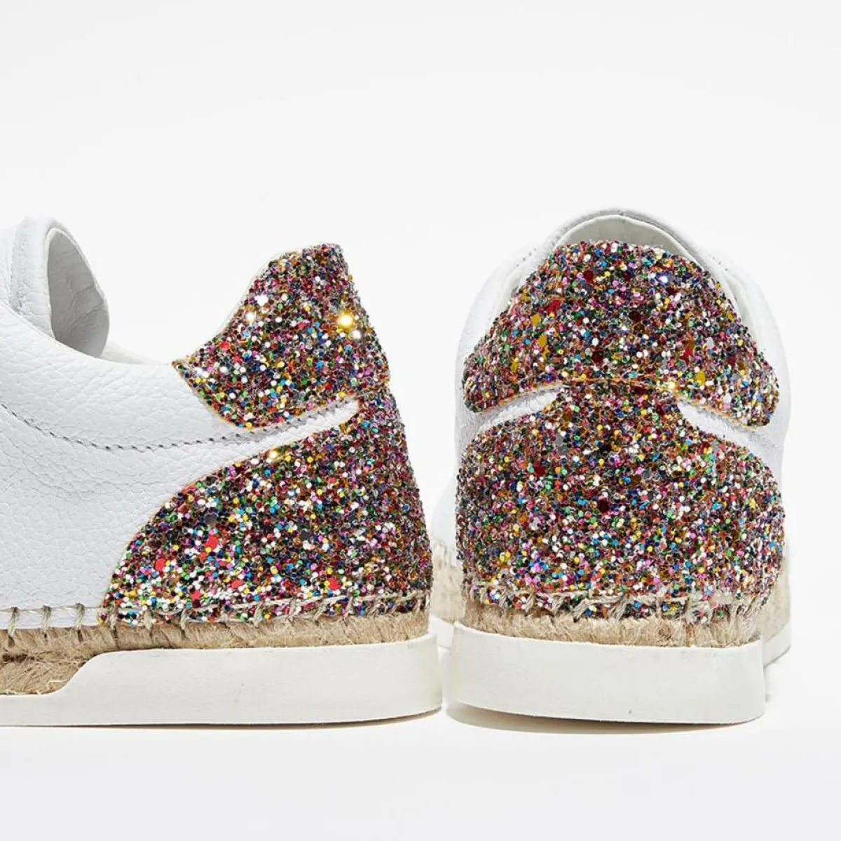 Canal Saint Martin Baskets|Baskets espadrilles en Cuir Lancry glitter blanc/multicolore