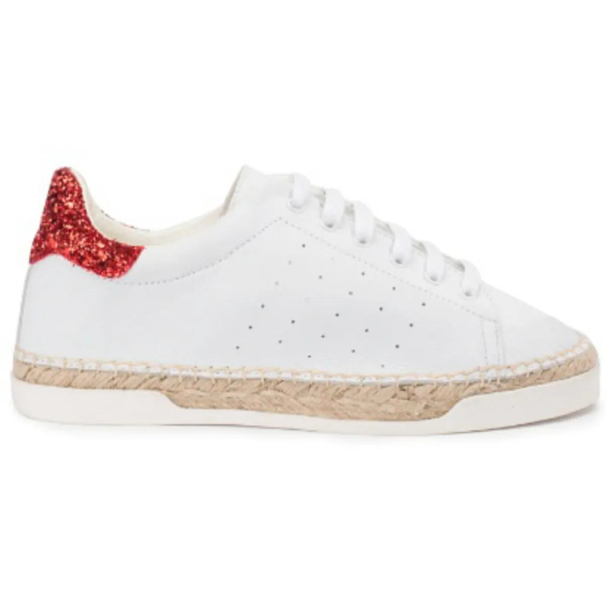 Canal Saint Martin Baskets|Baskets espadrilles en Cuir Lancry Glitter blanc/rouge