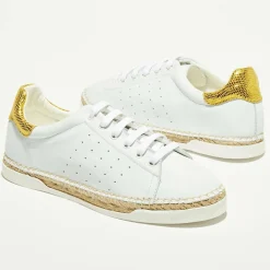 Canal Saint Martin Baskets|Baskets espadrilles en Cuir Lancry Roma blanc/jaune