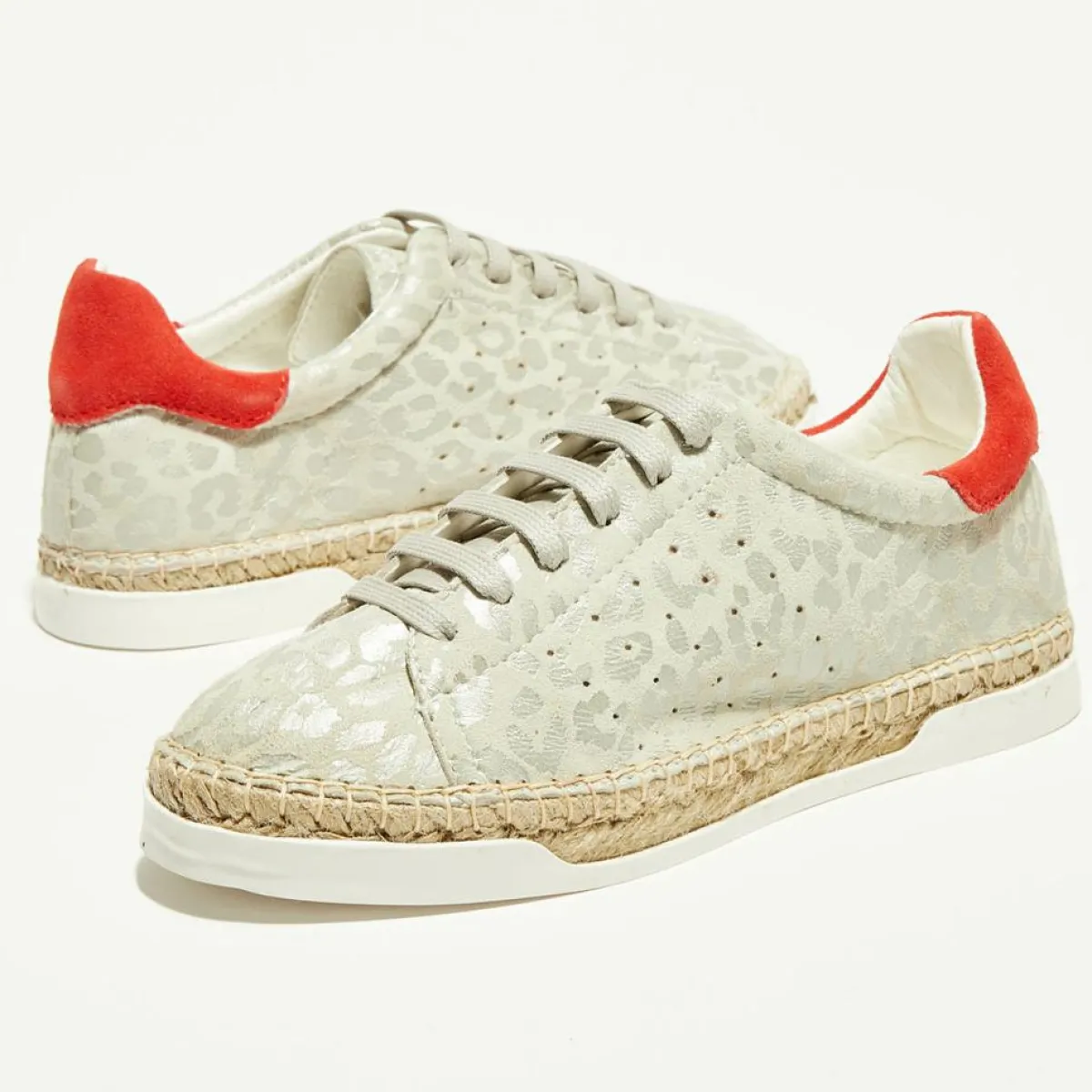 Canal Saint Martin Baskets|Baskets espadrilles en Cuir Lancry gris/léopard