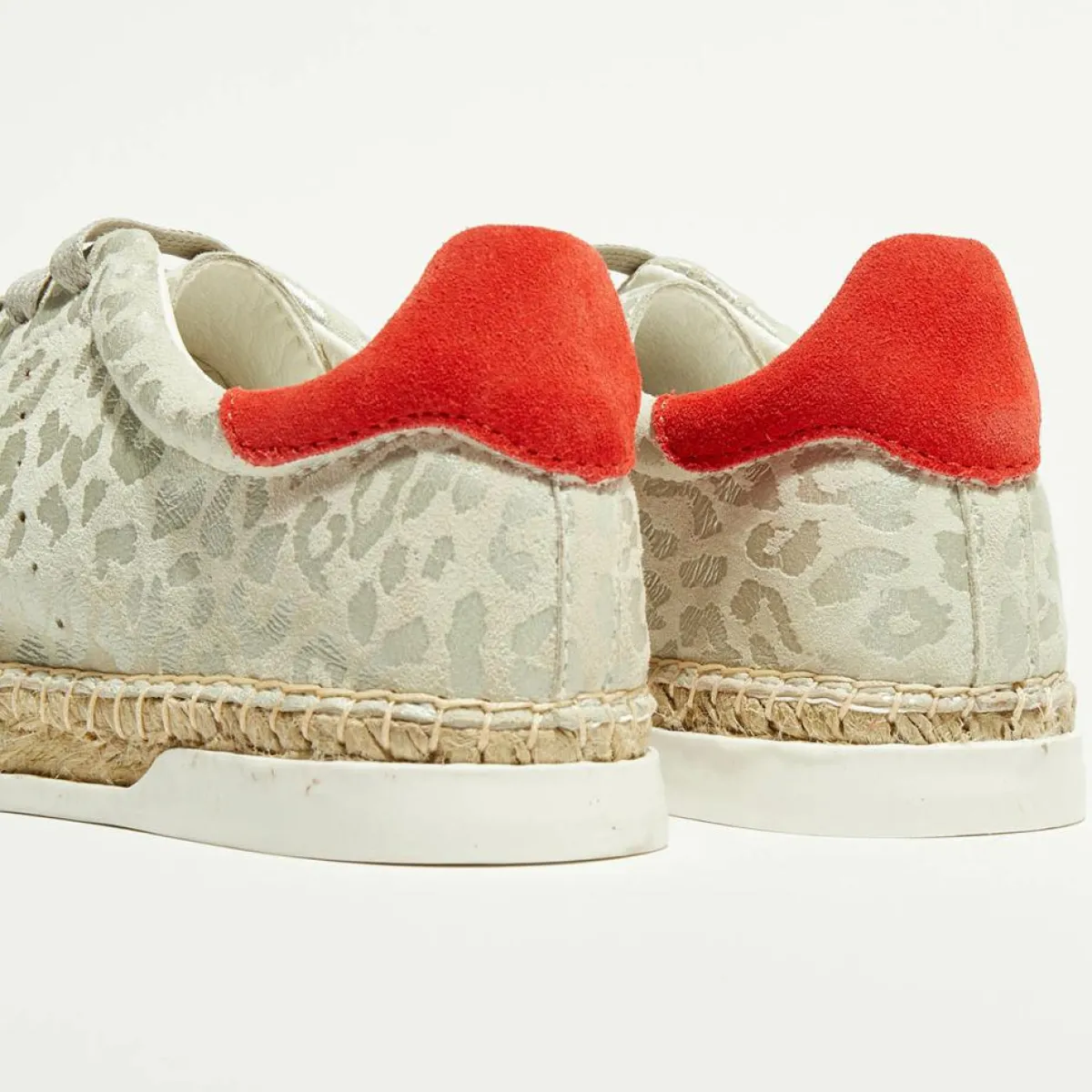 Canal Saint Martin Baskets|Baskets espadrilles en Cuir Lancry gris/léopard