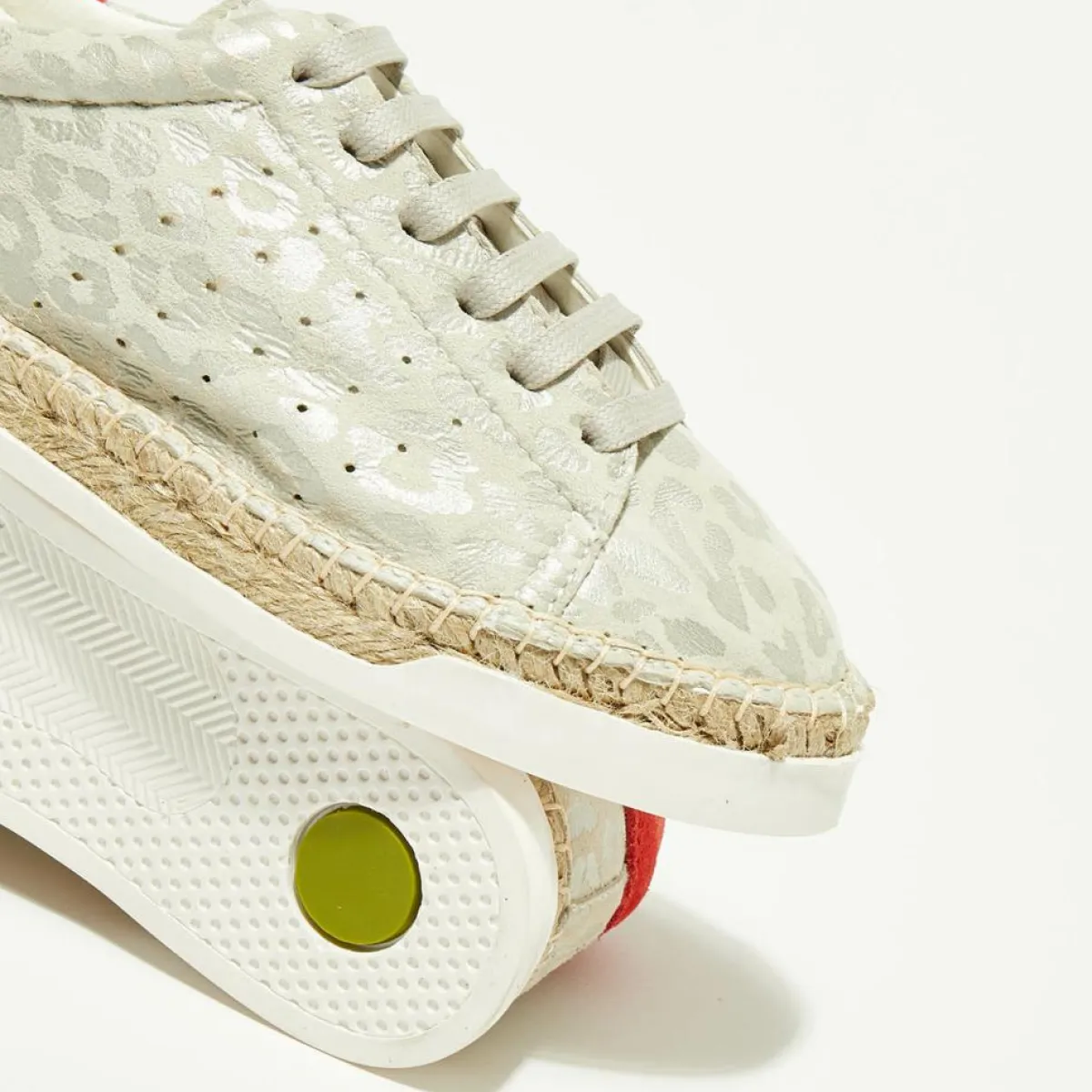 Canal Saint Martin Baskets|Baskets espadrilles en Cuir Lancry gris/léopard