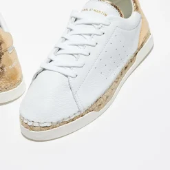 Canal Saint Martin Baskets|Baskets espadrilles en Cuir Lancry craquelé blanc/doré