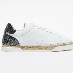 Canal Saint Martin Baskets|Baskets espadrilles en Cuir Lancry glitter blanc/vert