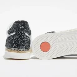 Canal Saint Martin Baskets|Baskets espadrilles en Cuir Lancry glitter blanc/vert