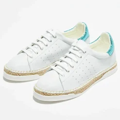 Canal Saint Martin Baskets|Baskets espadrilles en Cuir Lancry Roma blanc/bleu acqua