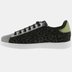 Victoria Baskets|Baskets Olza imprimé serpent métallisé argenté/kaki