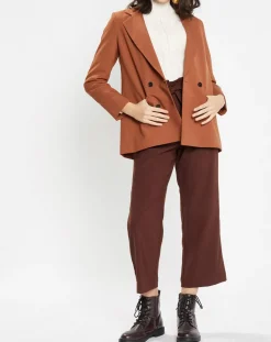 Galeries Lafayette Vestes, Blousons|Blazer croisé en Laine mélangée Celeste marron