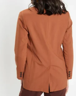 Galeries Lafayette Vestes, Blousons|Blazer croisé en Laine mélangée Celeste marron