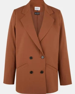 Galeries Lafayette Vestes, Blousons|Blazer croisé en Laine mélangée Celeste marron