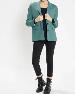 Galeries Lafayette Vestes, Blousons|Blazer droit en Laine mélangée Cléo Oversize vert