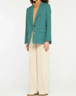 Galeries Lafayette Vestes, Blousons|Blazer droit en Laine mélangée Cléo Oversize vert