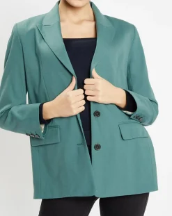 Galeries Lafayette Vestes, Blousons|Blazer droit en Laine mélangée Cléo Oversize vert