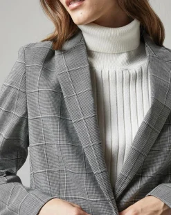 Marc O'Polo Vestes, Blousons|Blazer en Laine mélangée à carreaux gris