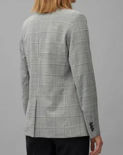 Marc O'Polo Vestes, Blousons|Blazer en Laine mélangée à carreaux gris