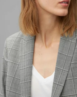 Marc O'Polo Vestes, Blousons|Blazer en Laine mélangée à carreaux gris
