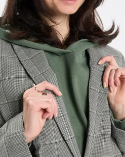 Marc O'Polo Vestes, Blousons|Blazer en Laine mélangée à carreaux gris