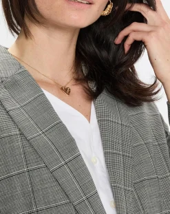 Marc O'Polo Vestes, Blousons|Blazer en Laine mélangée à carreaux gris