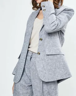 Yerse Vestes, Blousons|Blazer en Lin mélangé Marianne bleu marine