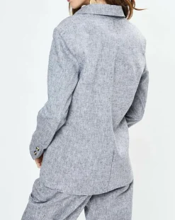 Yerse Vestes, Blousons|Blazer en Lin mélangé Marianne bleu marine