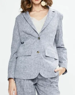 Yerse Vestes, Blousons|Blazer en Lin mélangé Marianne bleu marine