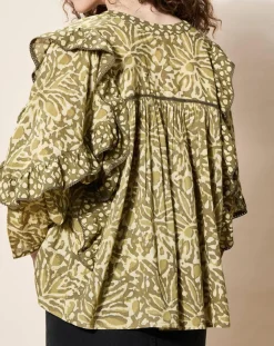 Louizon Tops Et Blouses|Blouse 100% Coton Bio Damud imprimée kaki