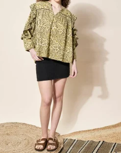 Louizon Tops Et Blouses|Blouse 100% Coton Bio Damud imprimée kaki