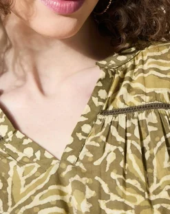 Louizon Tops Et Blouses|Blouse 100% Coton Bio Damud imprimée kaki