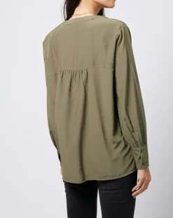 Esprit Tops Et Blouses|Blouse à encolure en V lenzing™ ecovero™ kaki clair