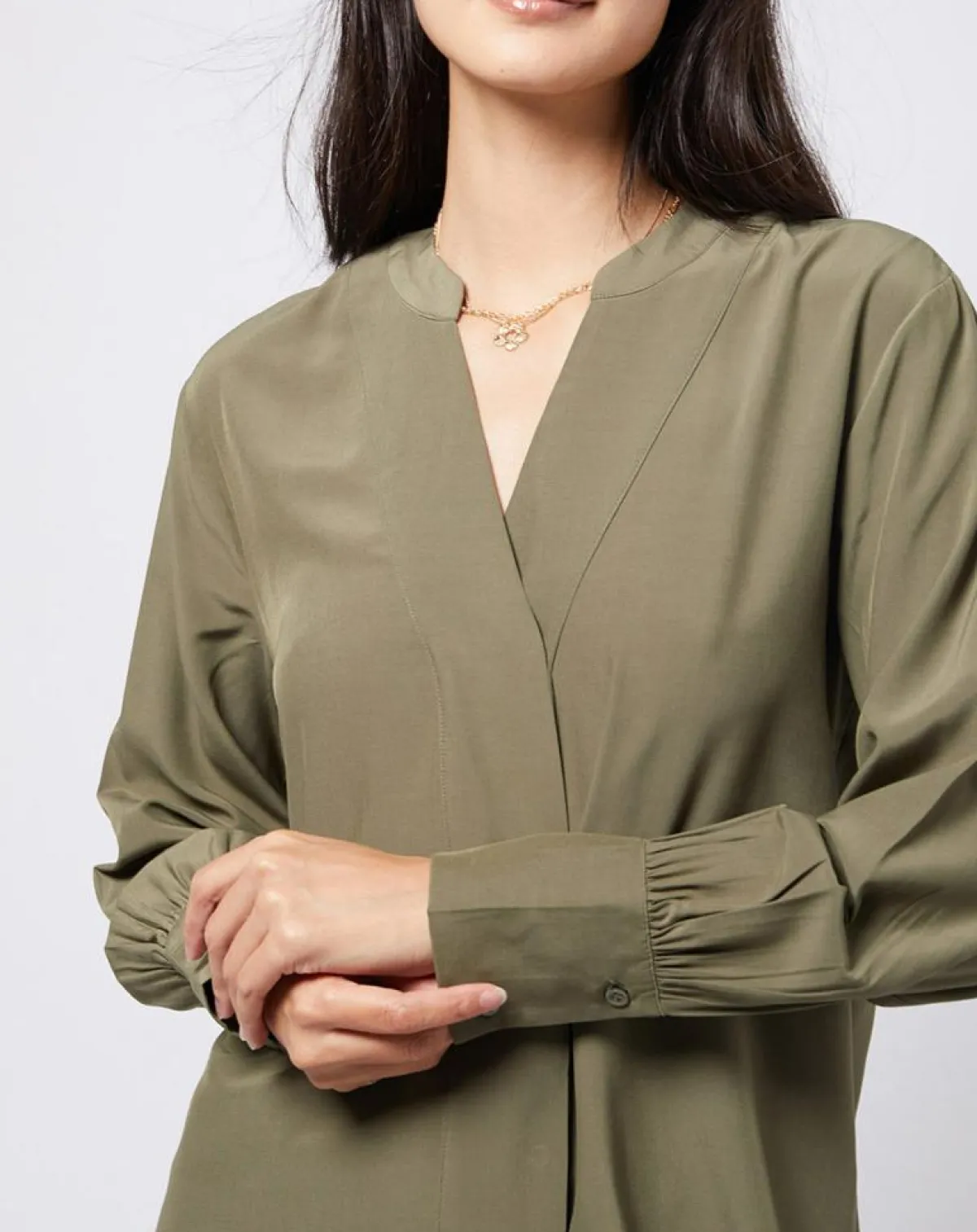 Esprit Tops Et Blouses|Blouse à encolure en V lenzing™ ecovero™ kaki clair