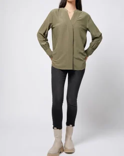Esprit Tops Et Blouses|Blouse à encolure en V lenzing™ ecovero™ kaki clair