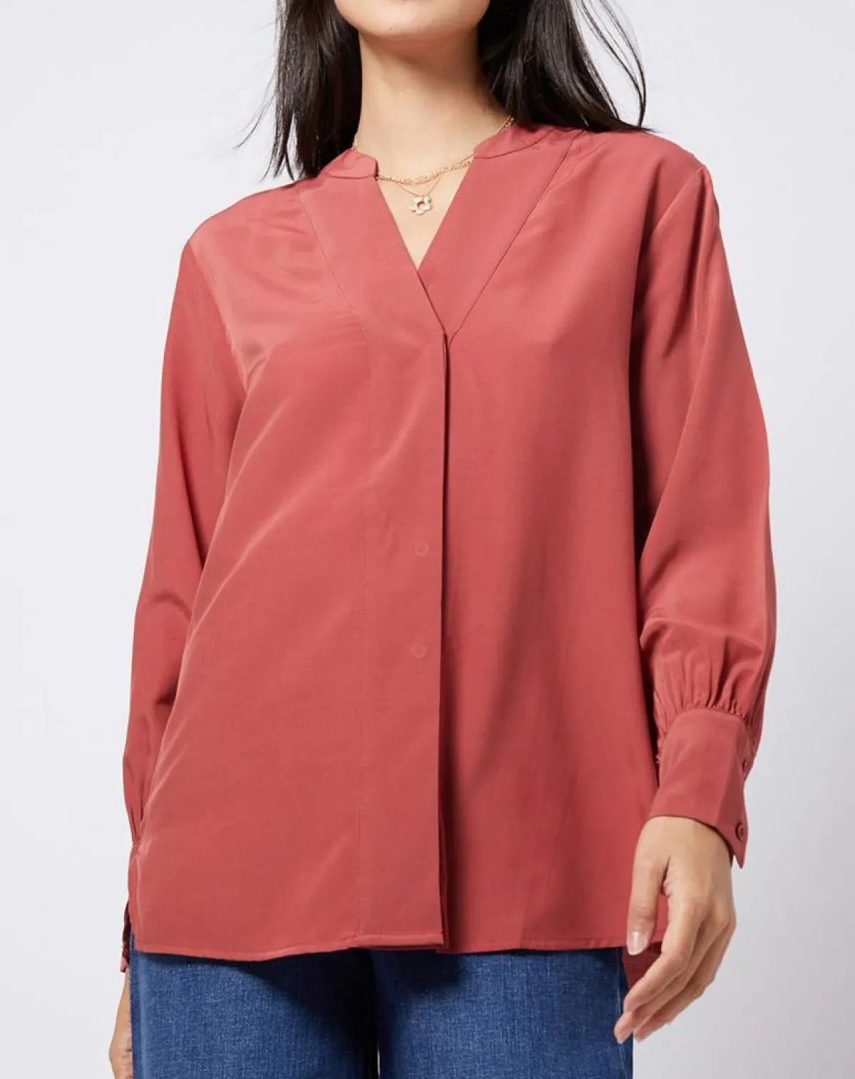 Esprit Tops Et Blouses|Blouse à encolure en V lenzing™ ecovero™ rouge terracotta