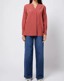 Esprit Tops Et Blouses|Blouse à encolure en V lenzing™ ecovero™ rouge terracotta