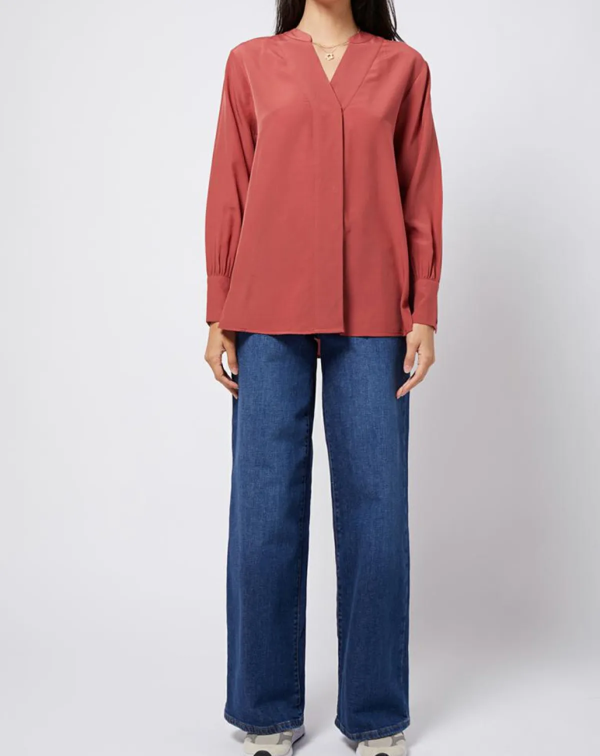 Esprit Tops Et Blouses|Blouse à encolure en V lenzing™ ecovero™ rouge terracotta