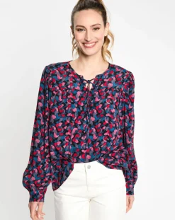 Esprit Tops Et Blouses|Blouse à lacets print multicolore