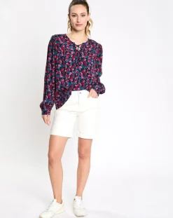 Esprit Tops Et Blouses|Blouse à lacets print multicolore