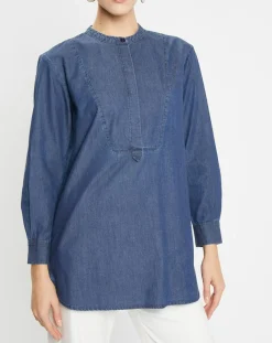 Jodhpur Tops Et Blouses|Blouse ajustée Pen bleue