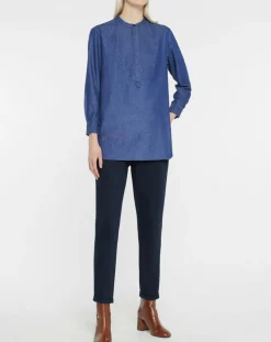 Jodhpur Tops Et Blouses|Blouse ajustée Pen bleue