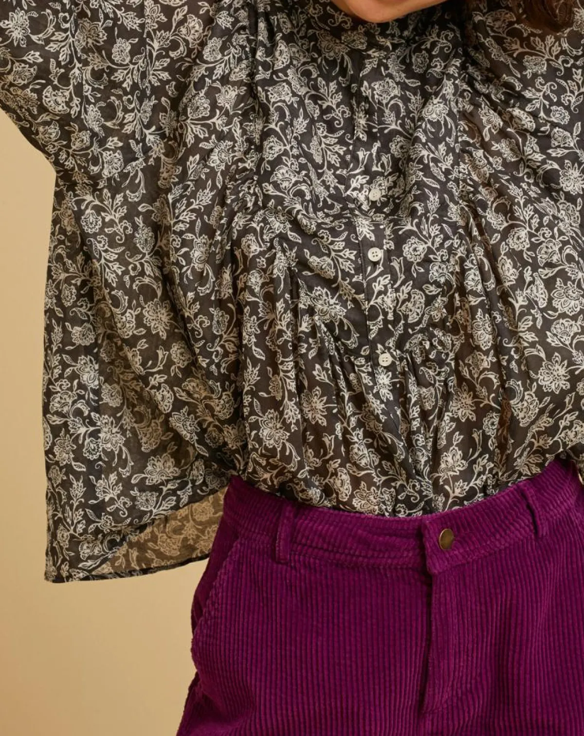 Chloé Stora Tops Et Blouses|Blouse ample Alba en Voile de Coton imprimée noire