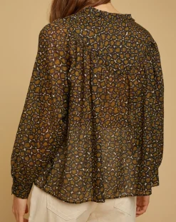 Chloé Stora Tops Et Blouses|Blouse ample en Voile de coton Alba imprimée noire