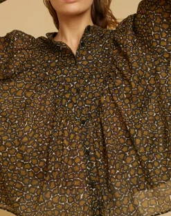 Chloé Stora Tops Et Blouses|Blouse ample en Voile de coton Alba imprimée noire