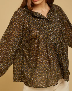 Chloé Stora Tops Et Blouses|Blouse ample en Voile de coton Alba imprimée noire